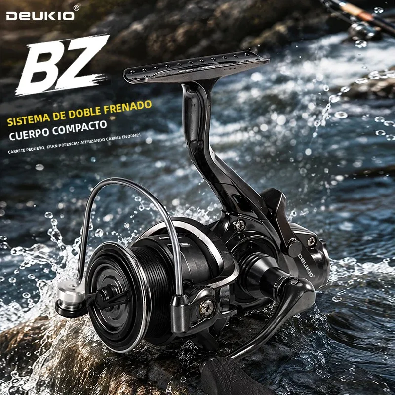 Carrete giratorio DEUKIO Mini con doble freno para carpa e hielo