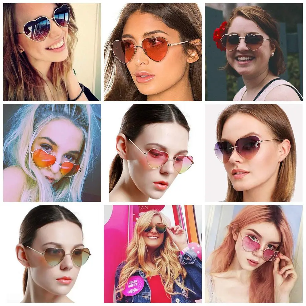 Gafas corazón dorado con lentes rosadas