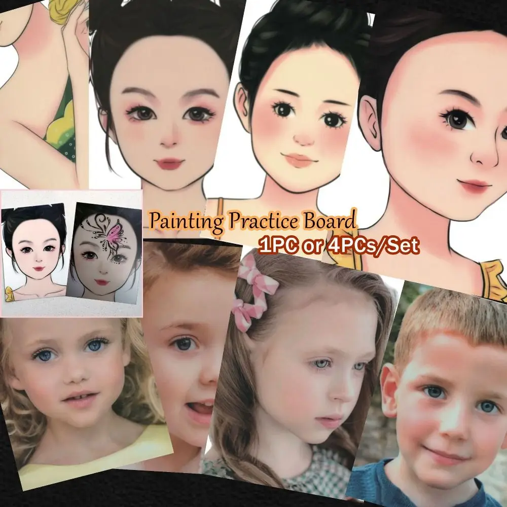 Plantilla de práctica de pintura facial con diseños de ejemplo