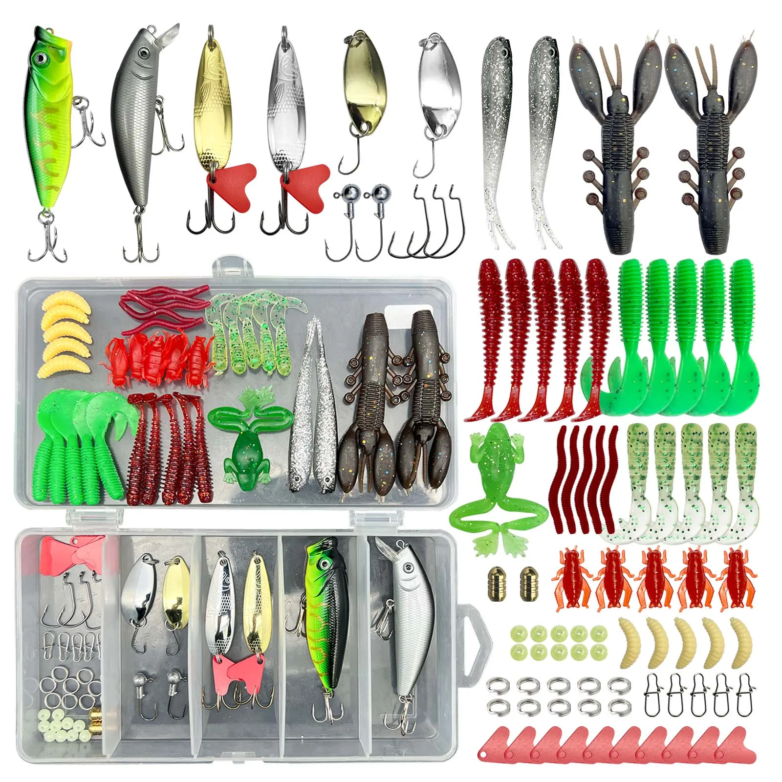 Kit de señuelos para pesca con vinilos y duros en caja - imagen 2