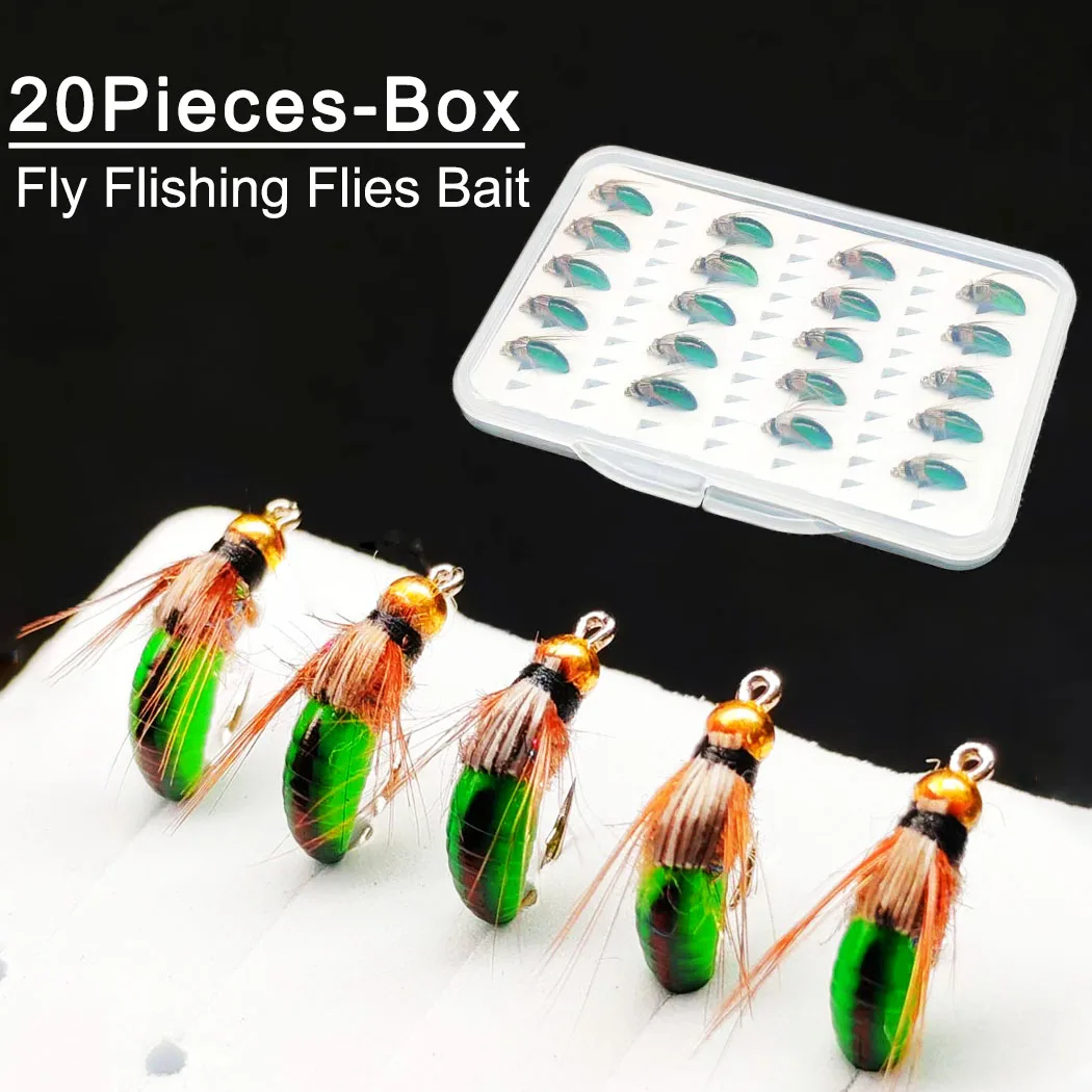 Moscas de pesca de color verde claro