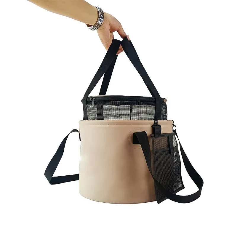 Cubo plegable de pesca impermeable con bolsillos laterales interiores - imagen 3