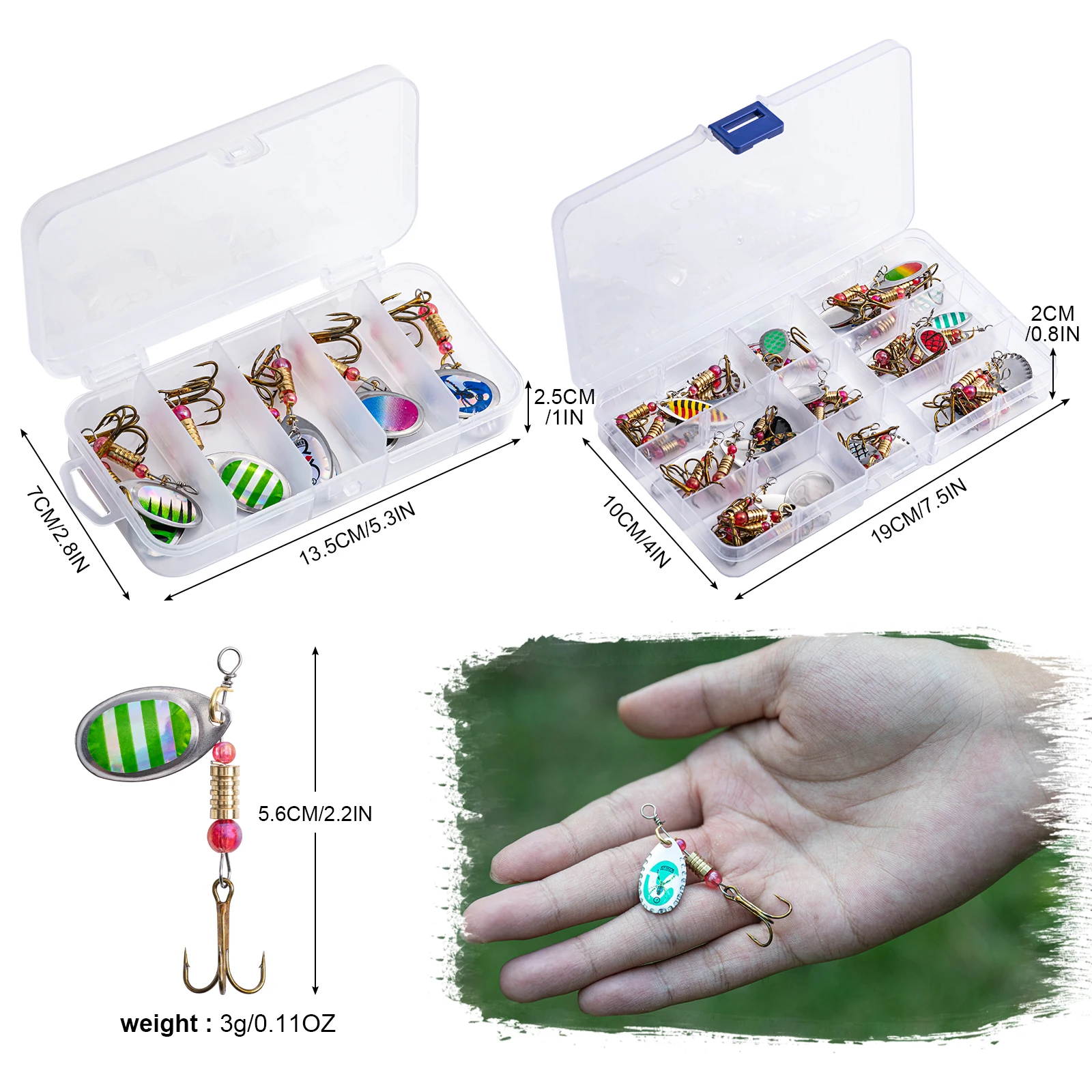 Goture Spinnerbait metal para lucio, lubina y trucha con anzuelo - imagen 2