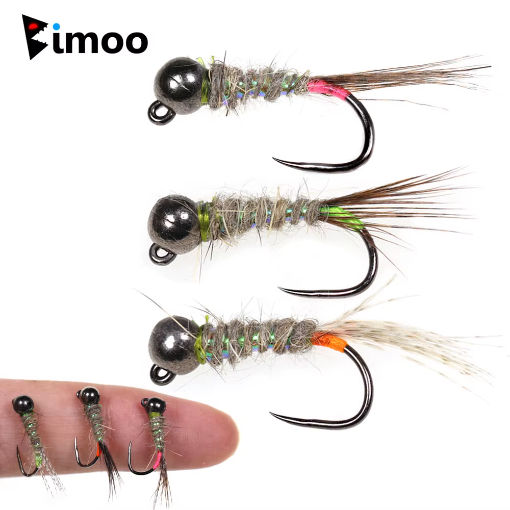 Bimoo Ninfas Jig sin púas – Perdigones hundimiento rápido para trucha