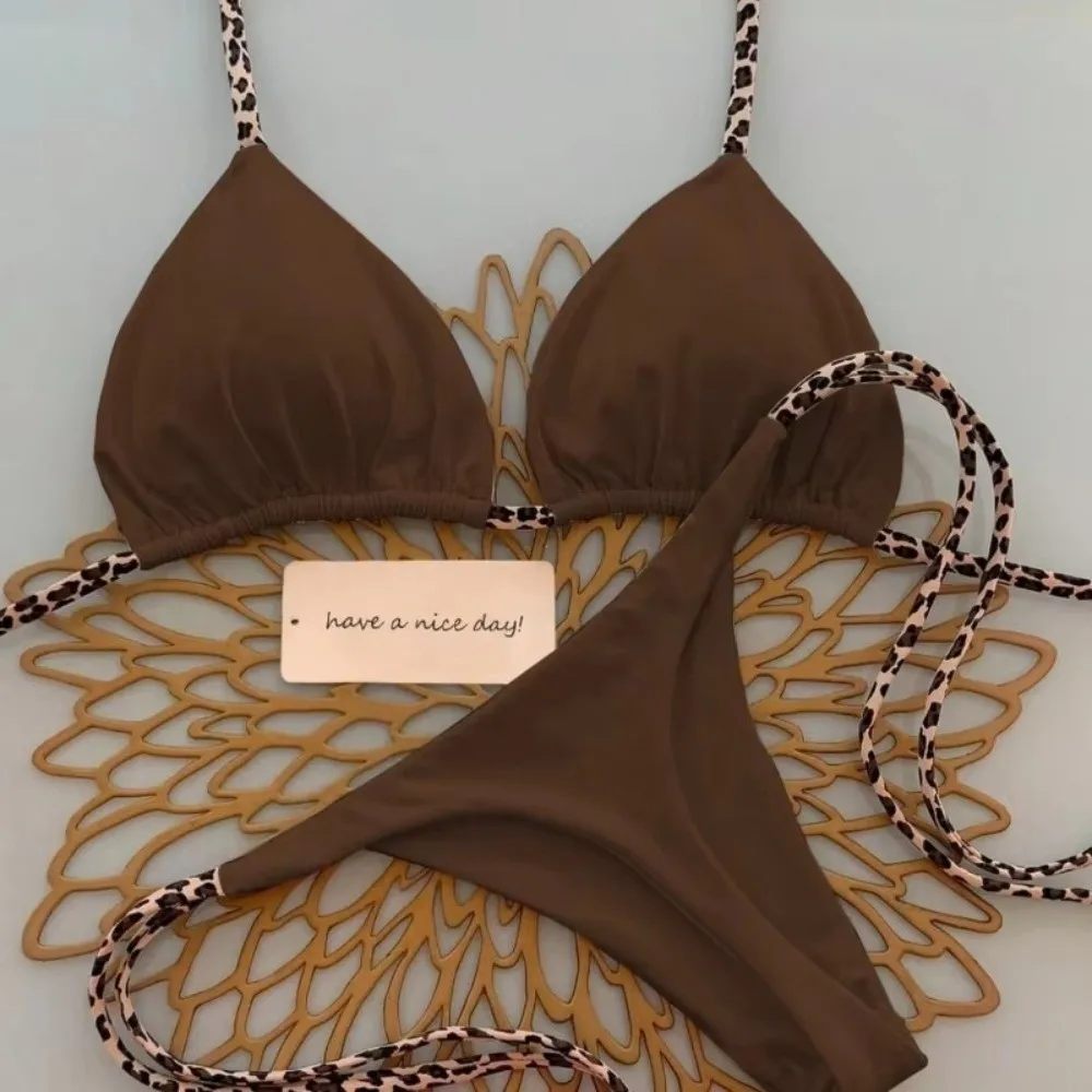 Bikini tanga estampado leopardo sexy de mujer – traje de baño - imagen 4