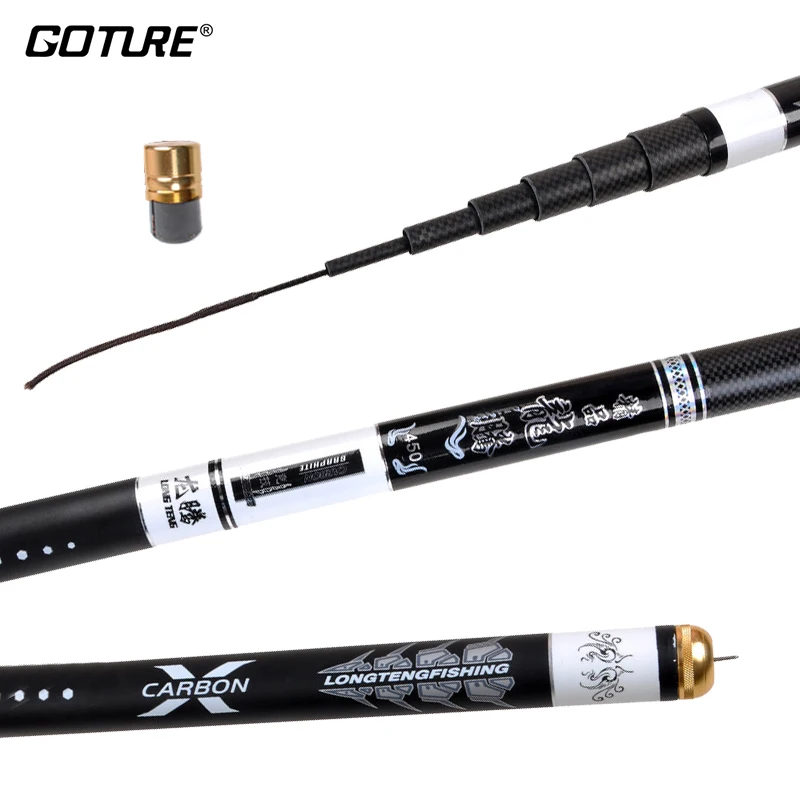 Goture Caña Telescópica Carbono Ultraligera 2,7-6,3m para Carpa