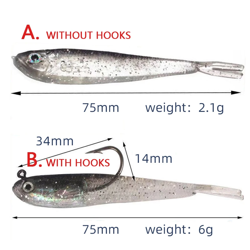 Swimbait señuelo cola de horquilla – Cebo suave silicona 10cm - imagen 2
