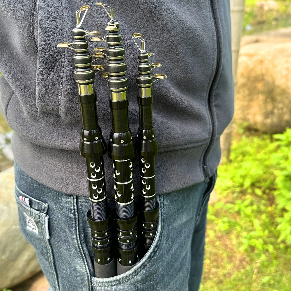 Caña telescópica de pesca portátil para ríos y lagos al aire libre