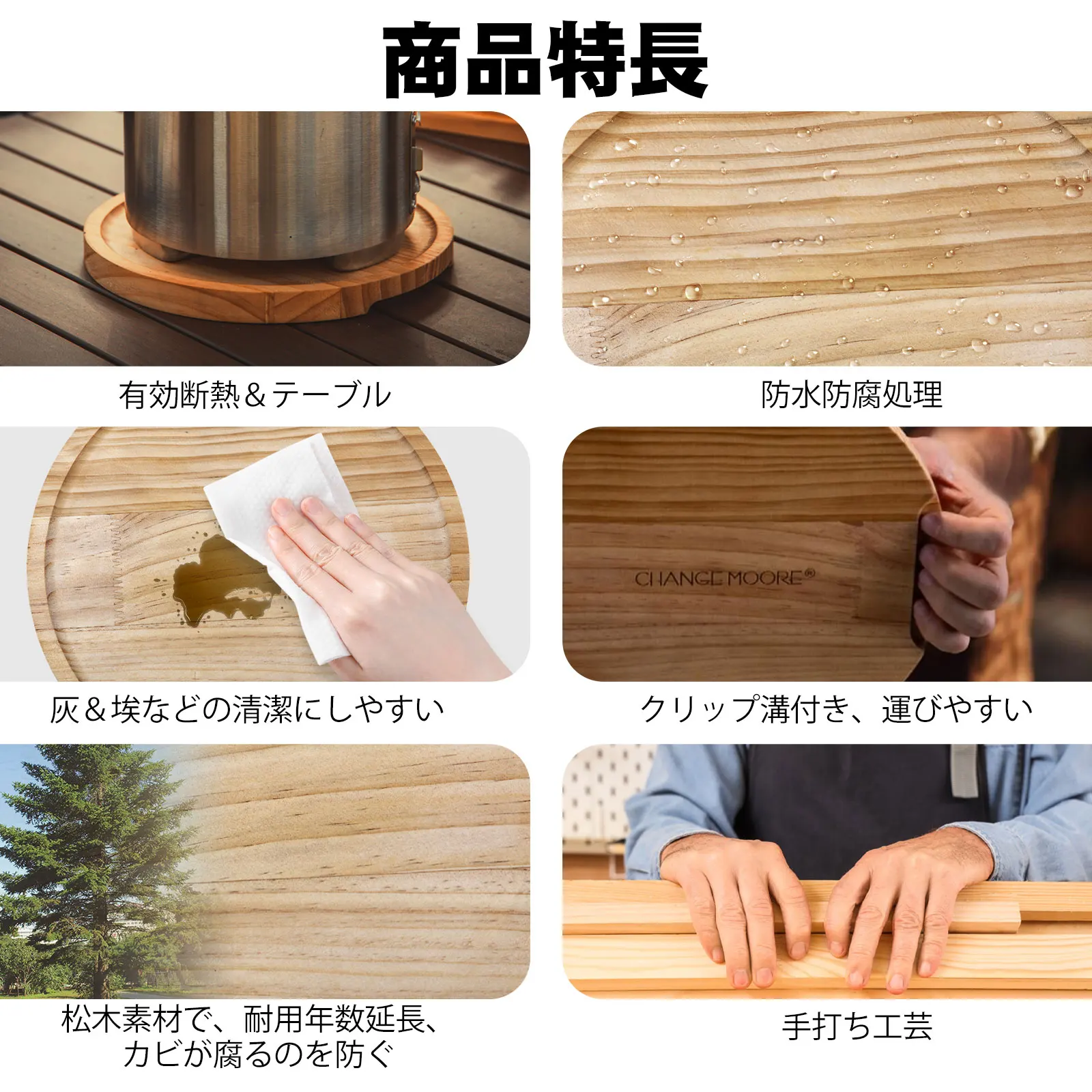 Estufa de leña portátil sin humo con base madera - imagen 4
