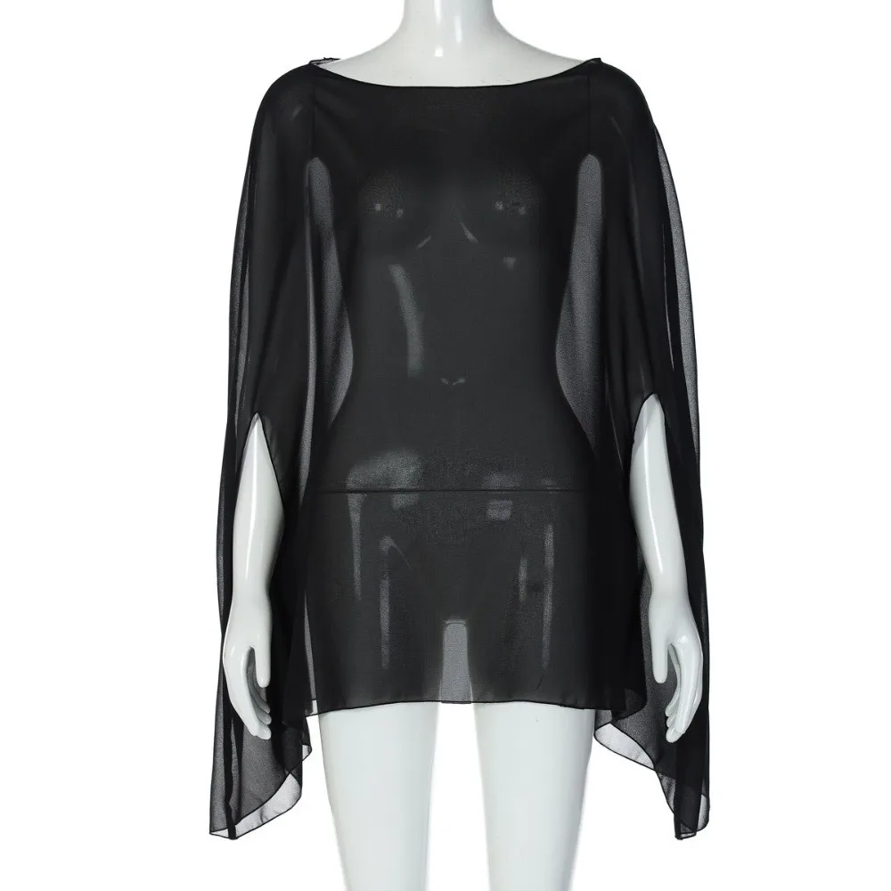 Blusa de gasa holgada cuello redondo transparente manga larga - imagen 4