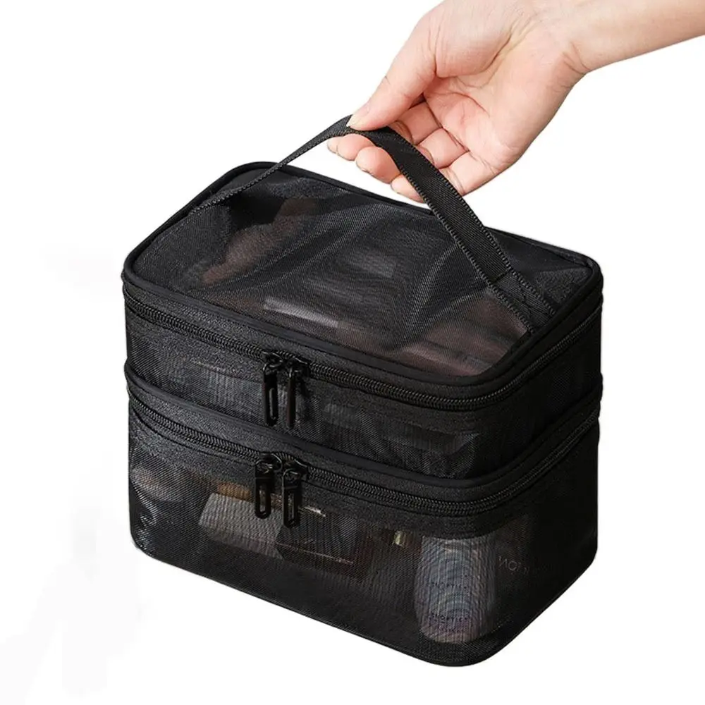 Bolsa organizadora de maquillaje de viaje de malla transparente - imagen 4