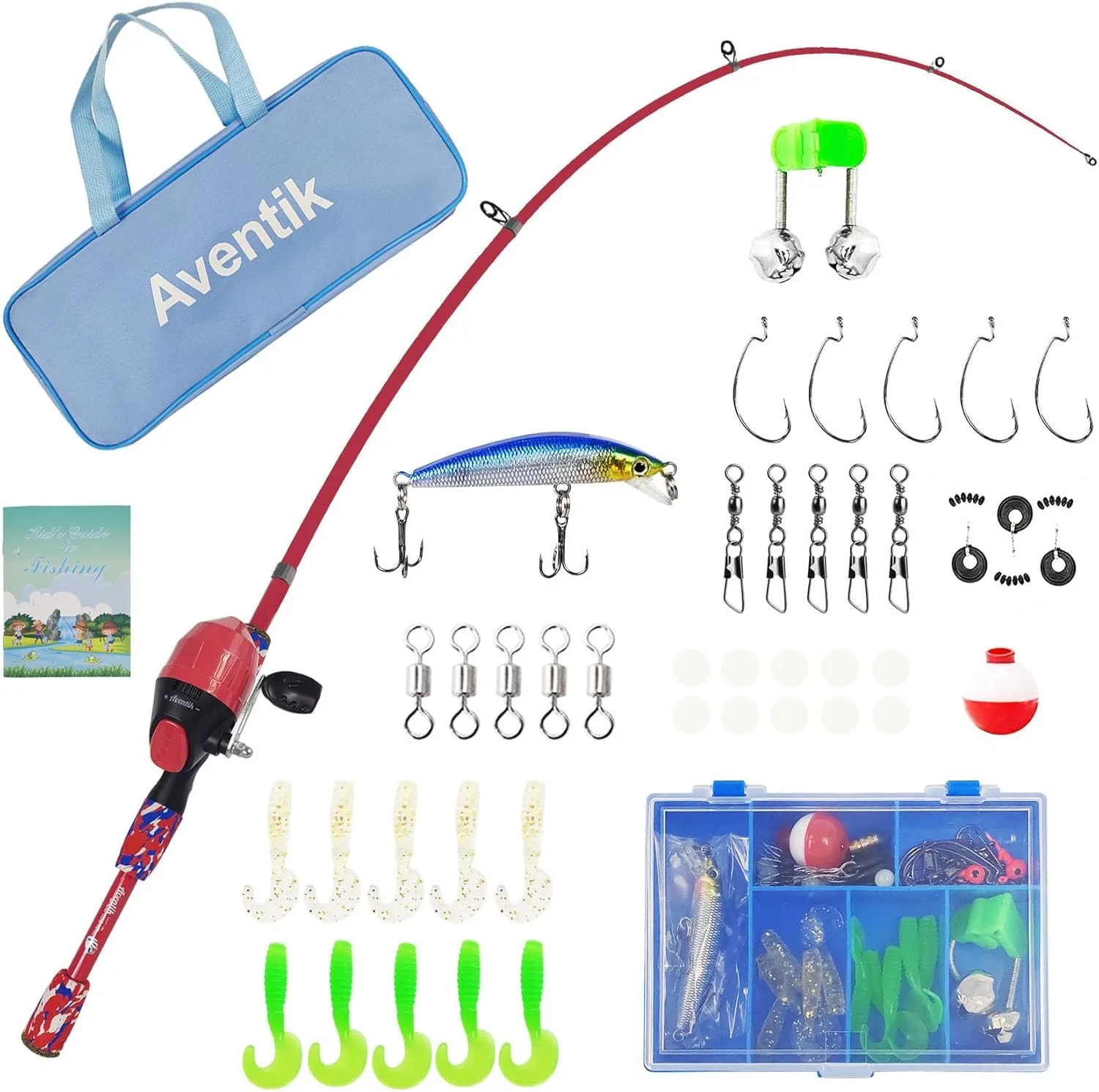 Kit de pesca infantil Aventik con maletín, carrete y guía