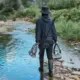 Bolsa para carretes de pesca negra, estuche a prueba de golpes