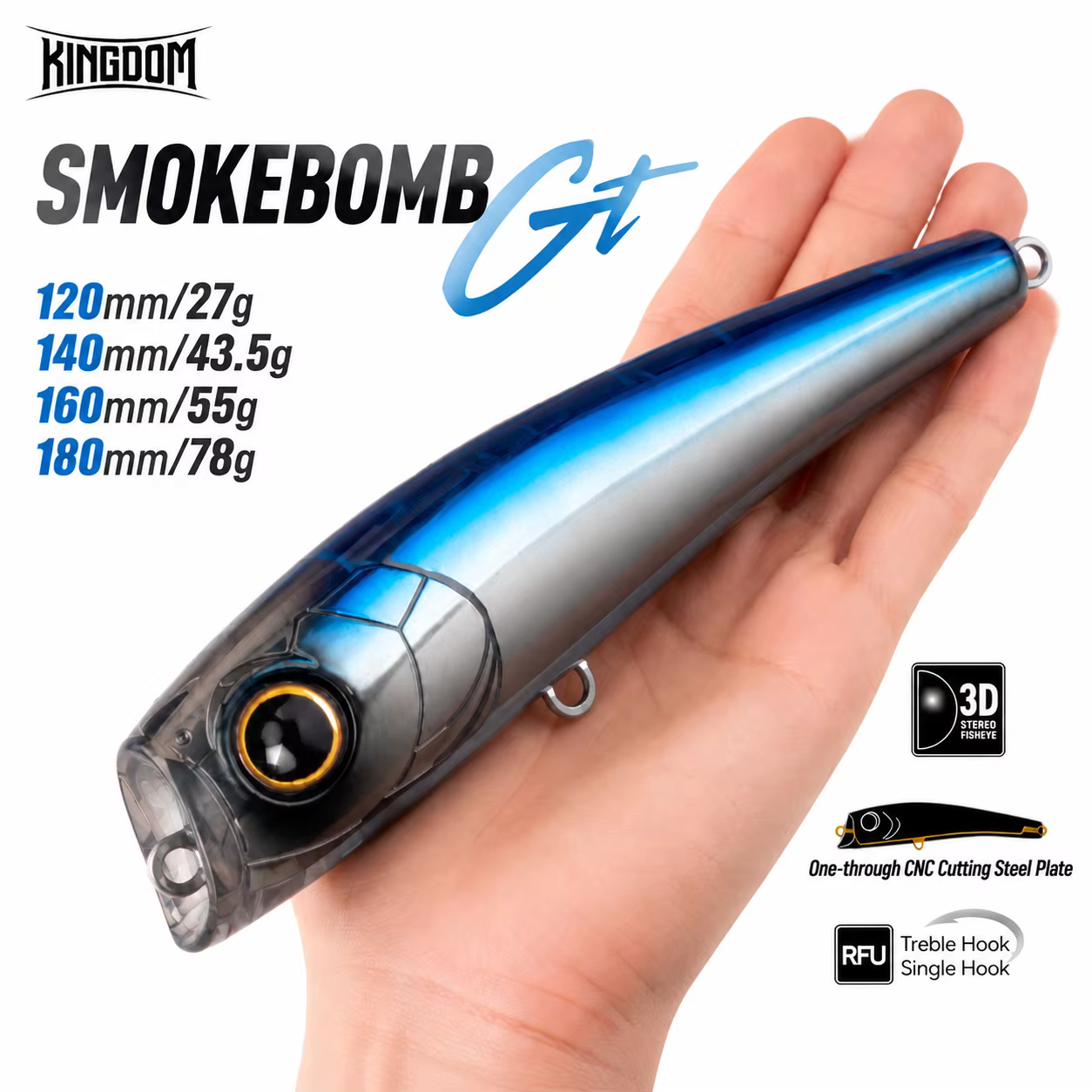 Señuelo Popper Kingdom Saltwater flotante para atún en superficie