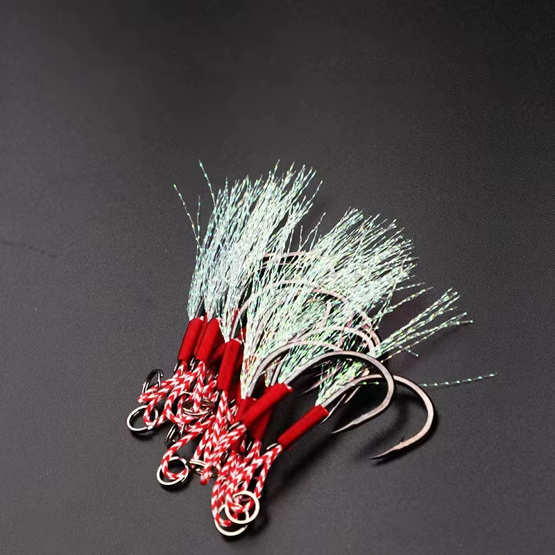 Anzuelos de acero al carbono para jigging lento – Hilo y pluma - imagen 4