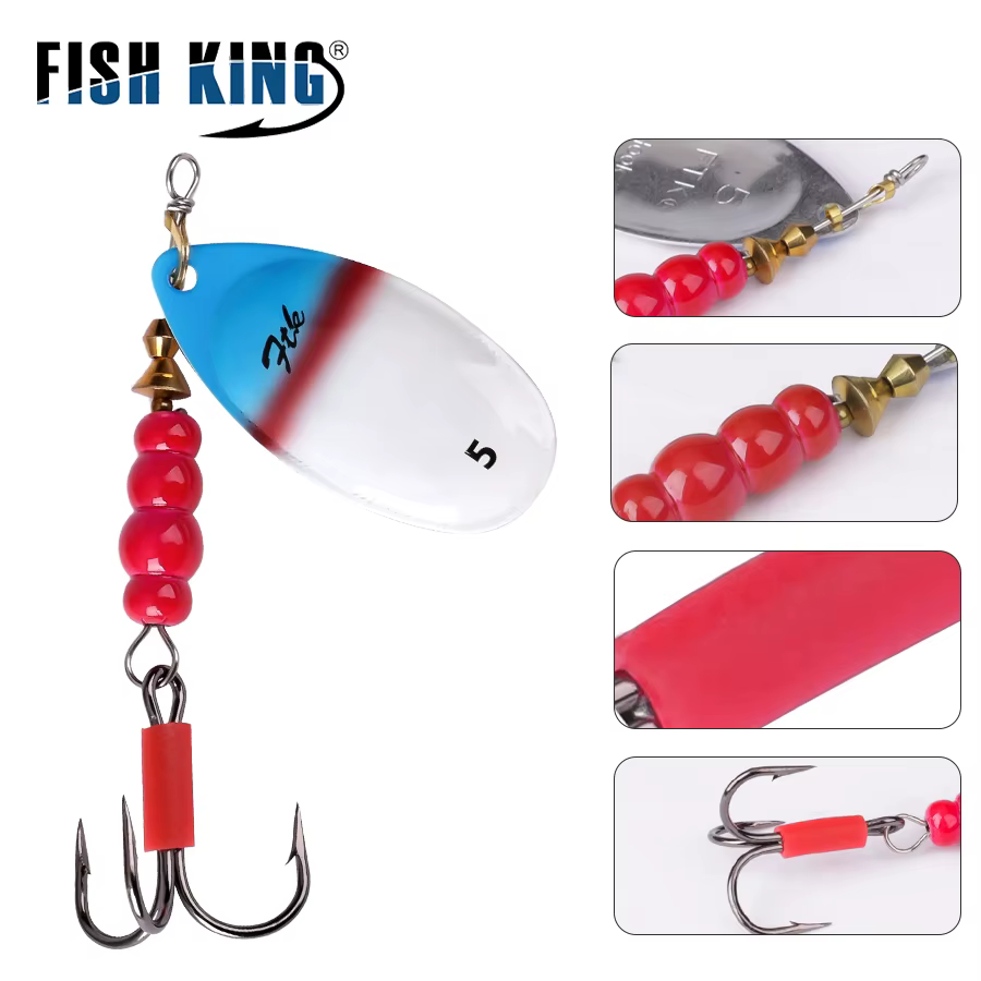 FTK Señuelo Giratorio con Anzuelo Triple Lentejuelas para Lucio