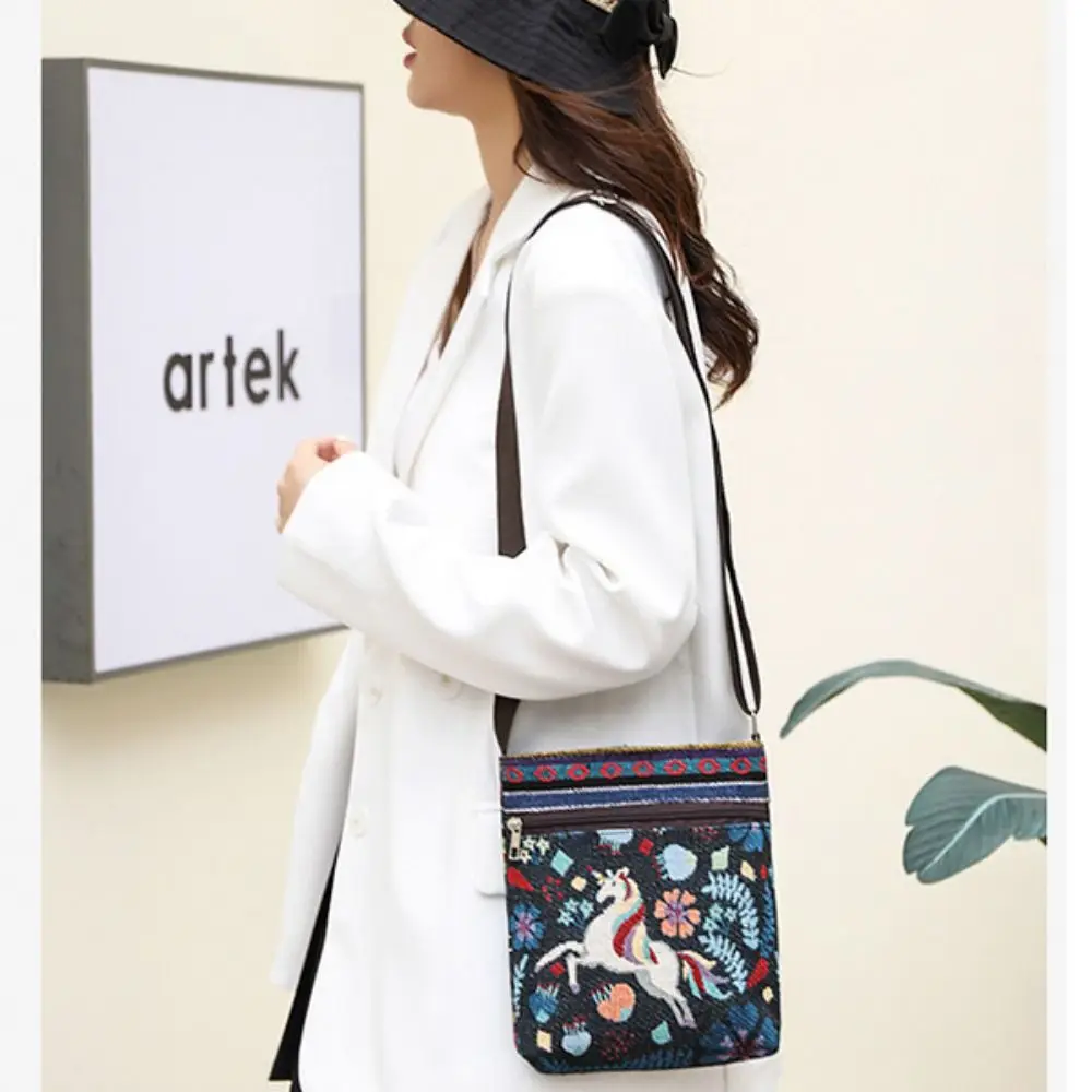 Bolso Bandolera Étnica Bordada para Mujer – Capacidad Amplia y Estilo