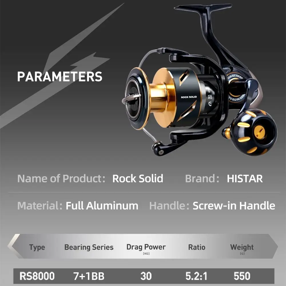 Carrete spinning HASIDA Rock Solid 8000 metálico para agua salada y grandes capturas - imagen 2