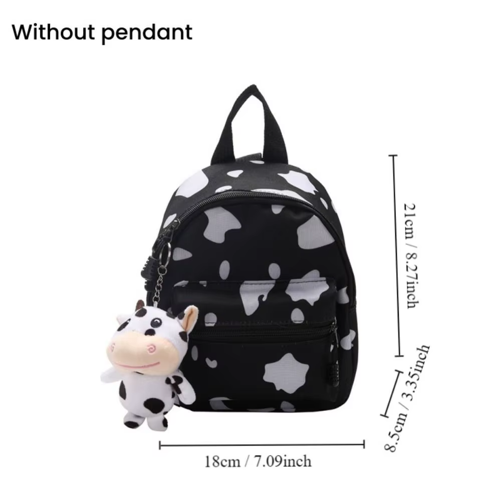 Mochila pequeña de lona con estampado de vaca