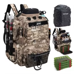Goture Mochila de Pesca con Funda Impermeable y Portacañas