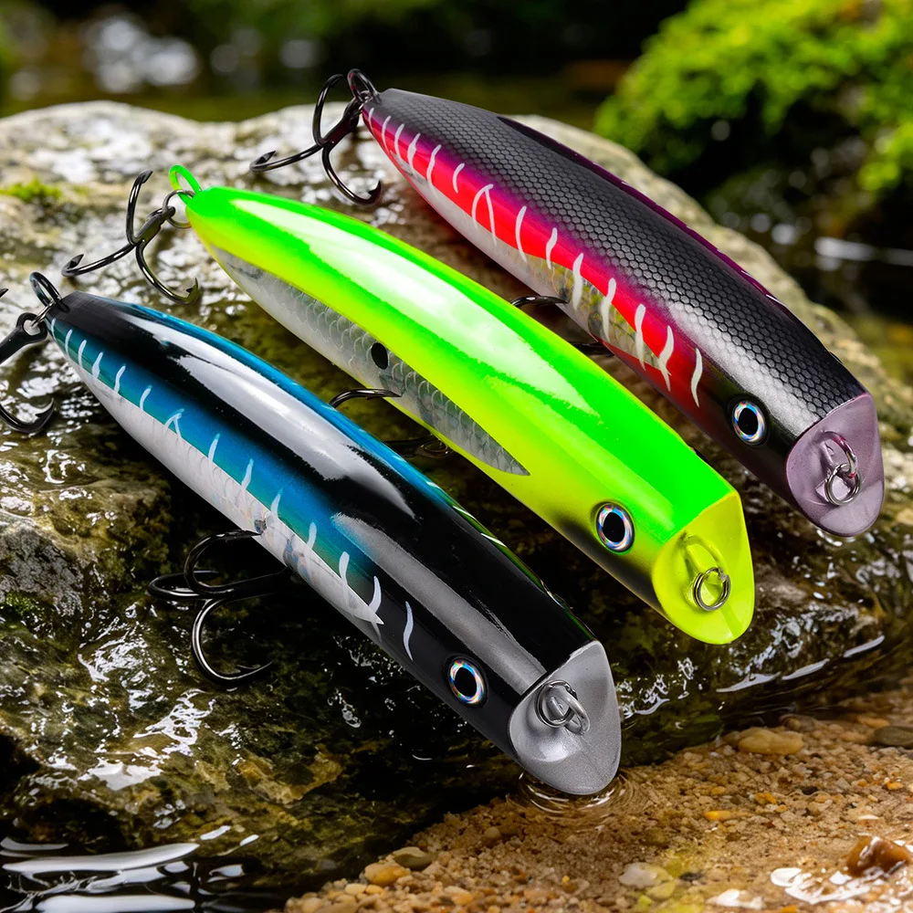 LHFSH Popper señuelo de superficie con triples para agua salada - imagen 5
