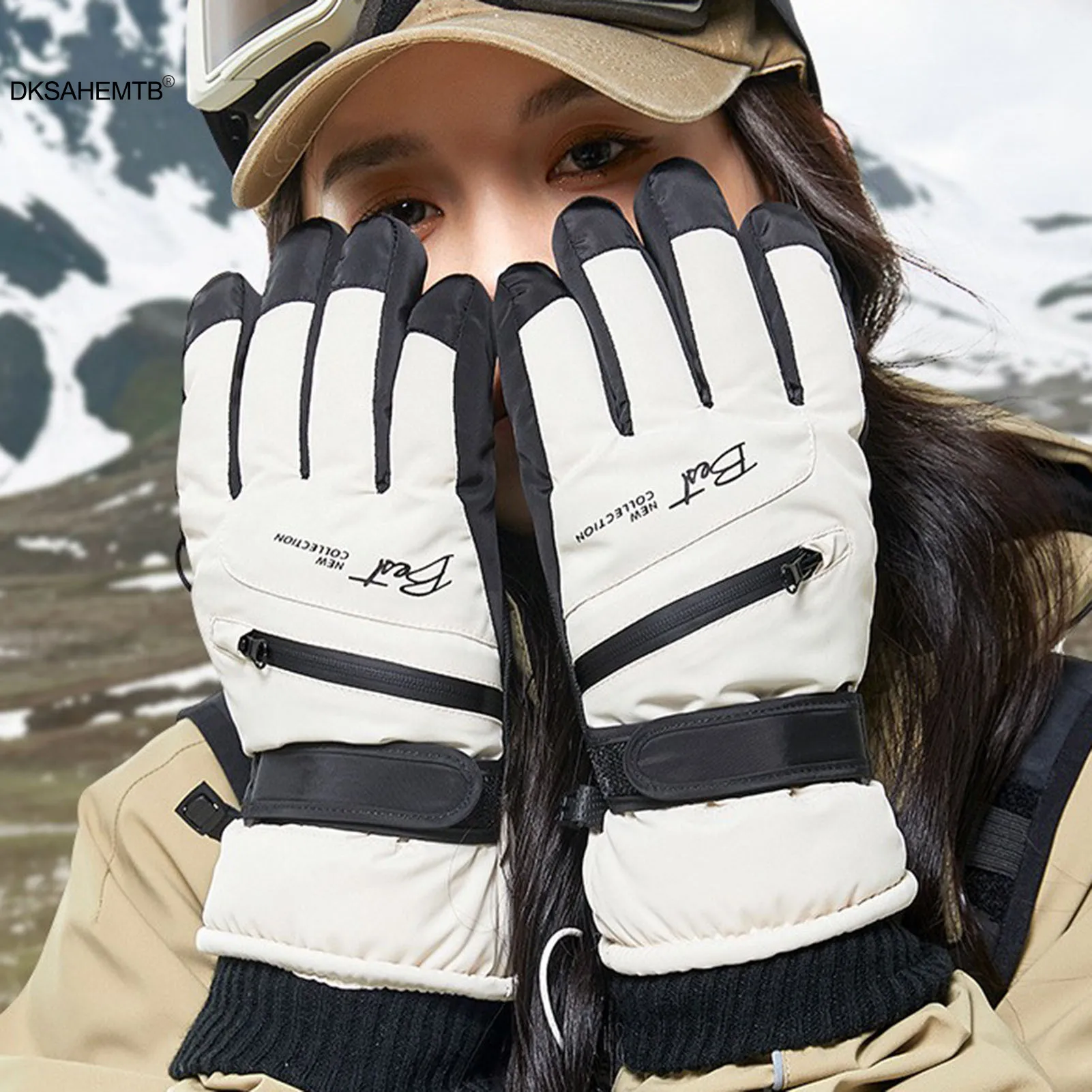 Guantes impermeables de esquí con pantalla táctil y felpa gruesa - imagen 3