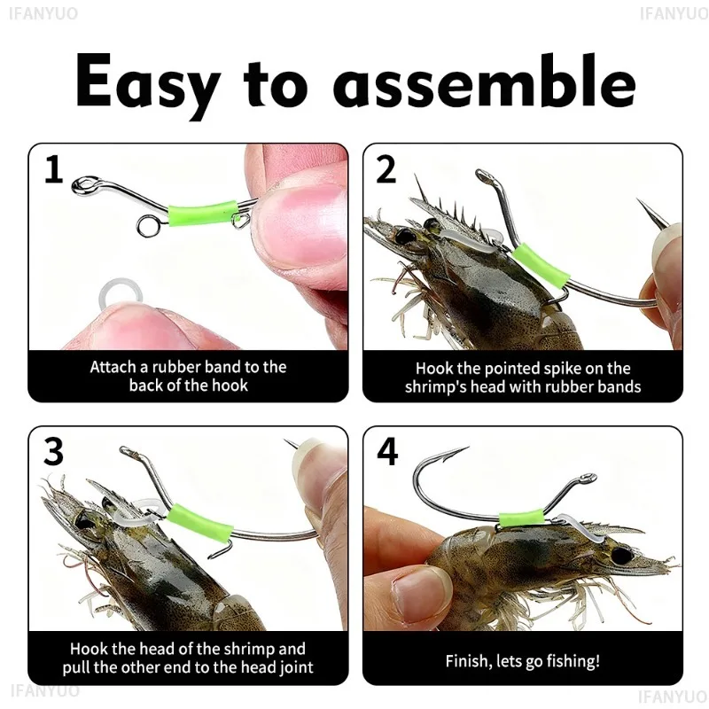 Kit pesca camarón vivo luminoso con anzuelos y cebo para agua salada - imagen 2