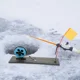Caña pesca en hielo con marcador de bandera plegable naranja