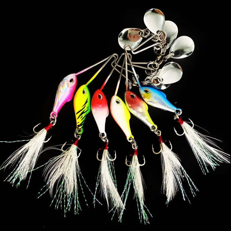 Señuelos tipo Cuchara Giratoria metálicos con vibración para pesca - imagen 3
