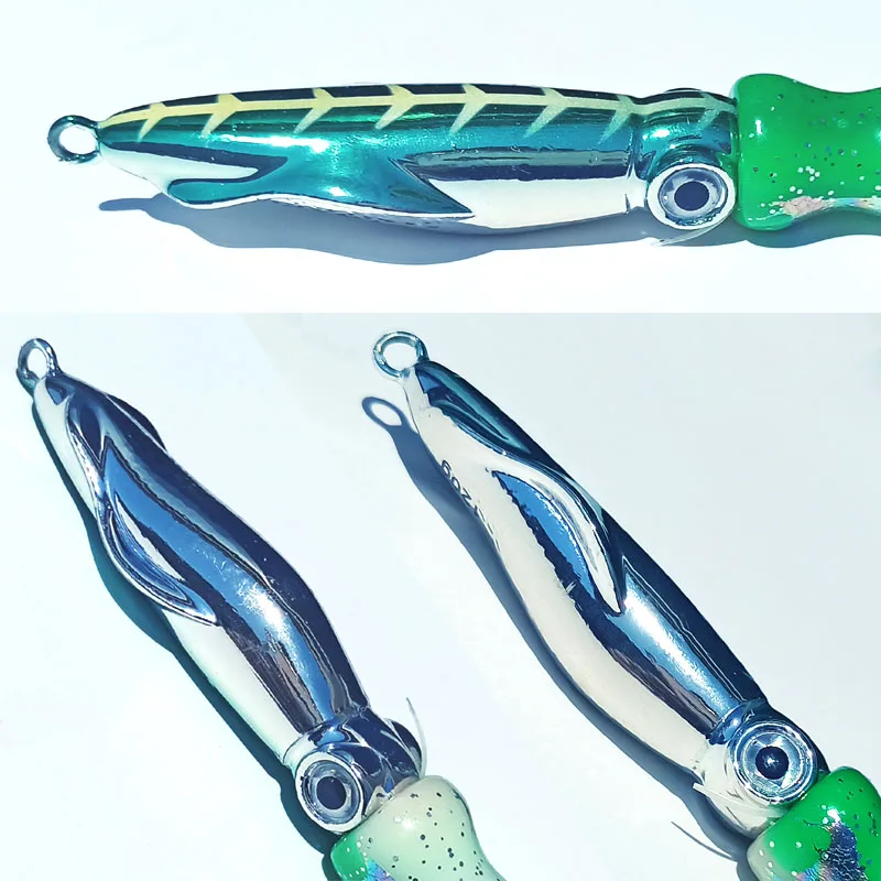 Señuelo jigging lento cabeza metálica falda de pulpo luminoso kingfish - imagen 3