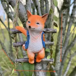 Figura de zorro decorativa de resina para jardín y hogar colgante