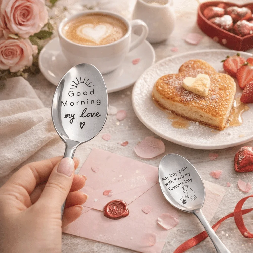 Cuchara grabada personalizada Llave del Amor para café y leche - imagen 5
