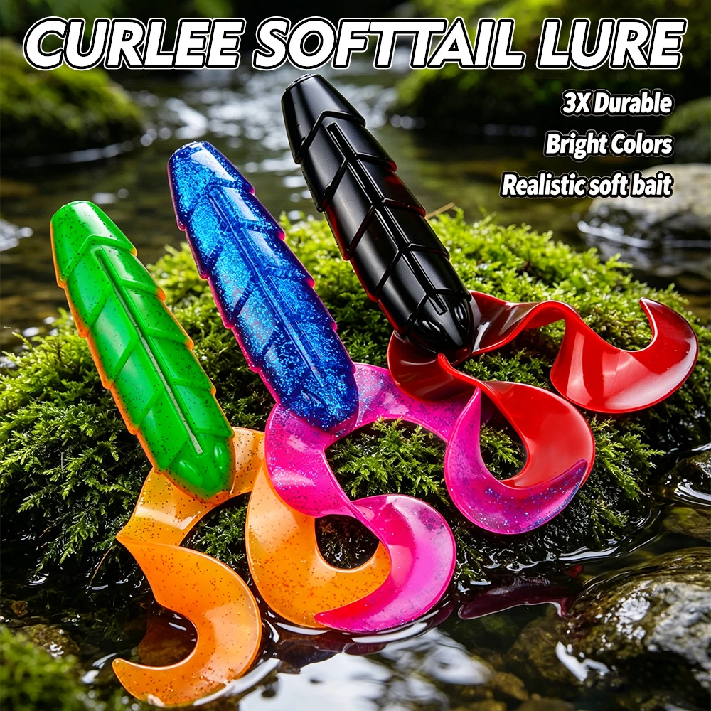 Vinilos dobles cola en Y Sunlure acanalados para pesca en agua salada
