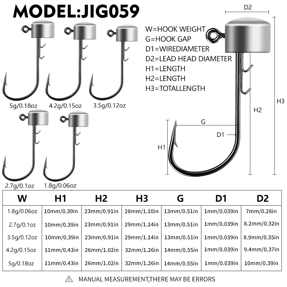 Anzuelos Jig Head Proberos cabeza plana para vinilo salada lubina