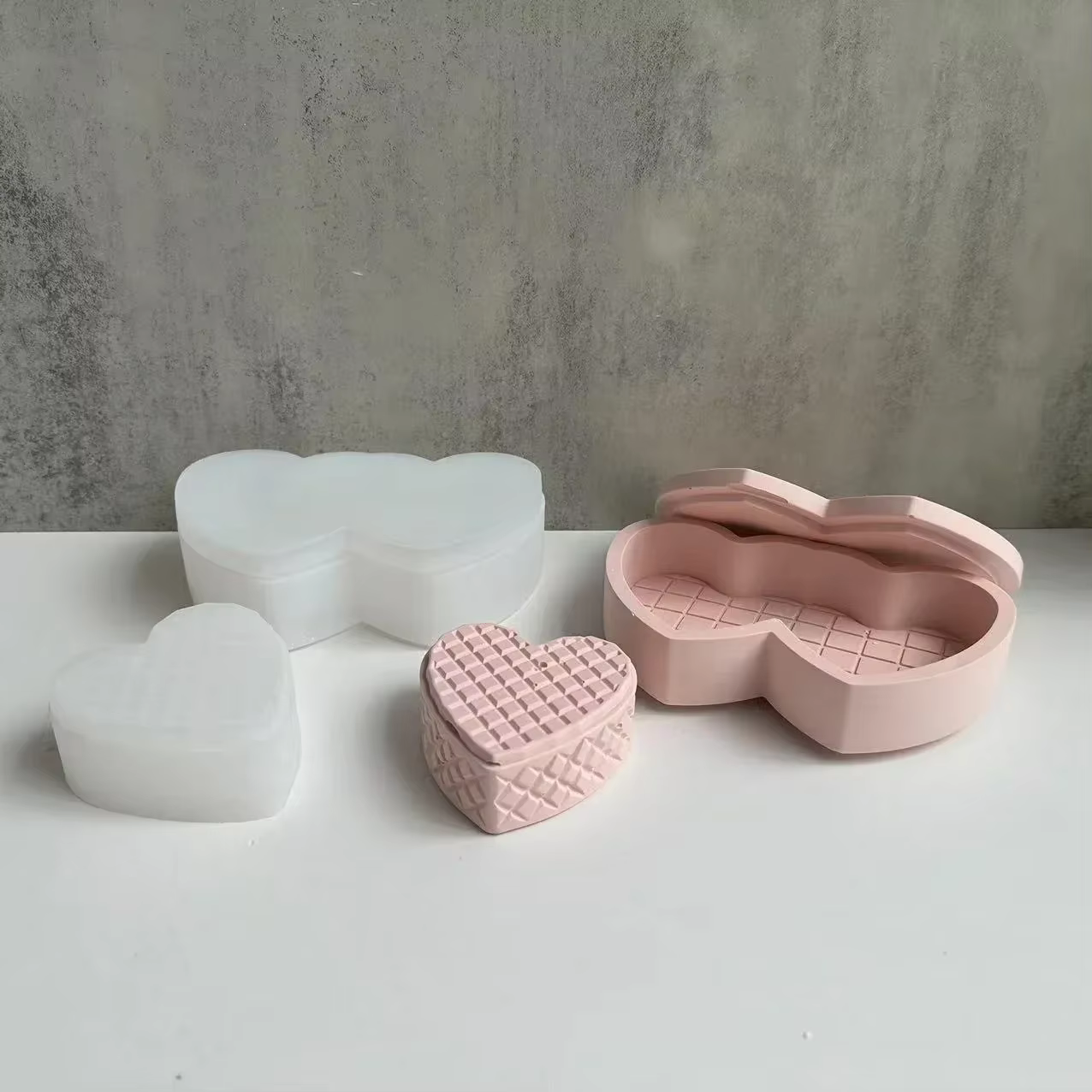 Molde silicona 3D corazón para yeso resina epoxi joyería y velas