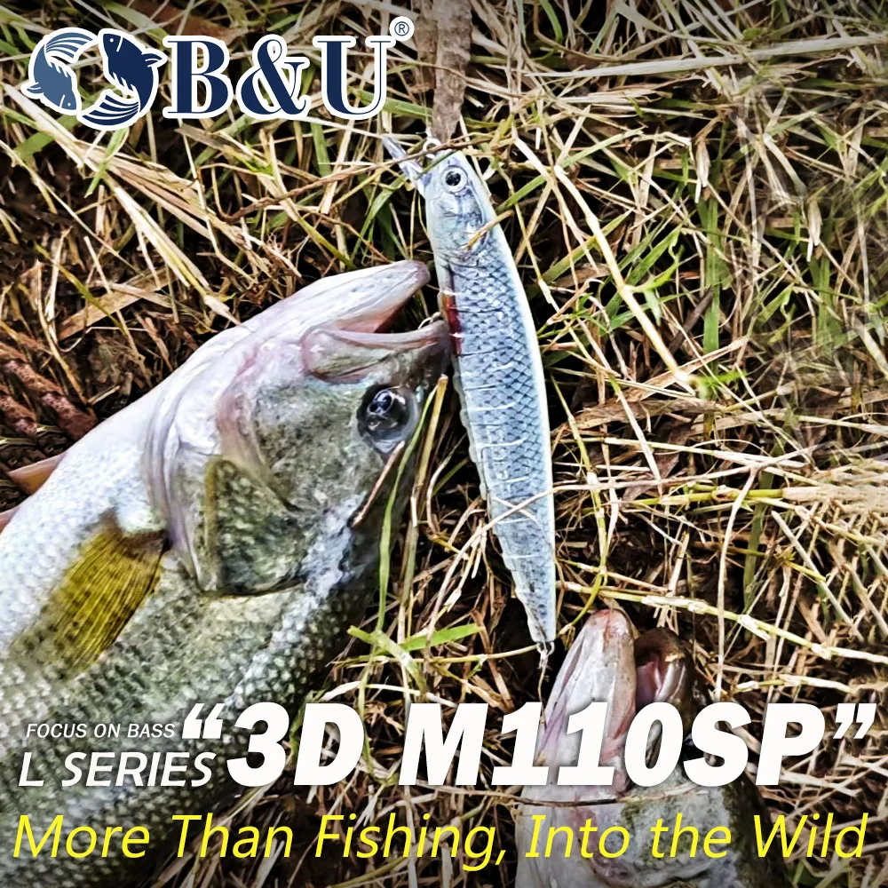 Señuelo Minnow suspendido B&U Jerkbait largo alcance lubina y lucio