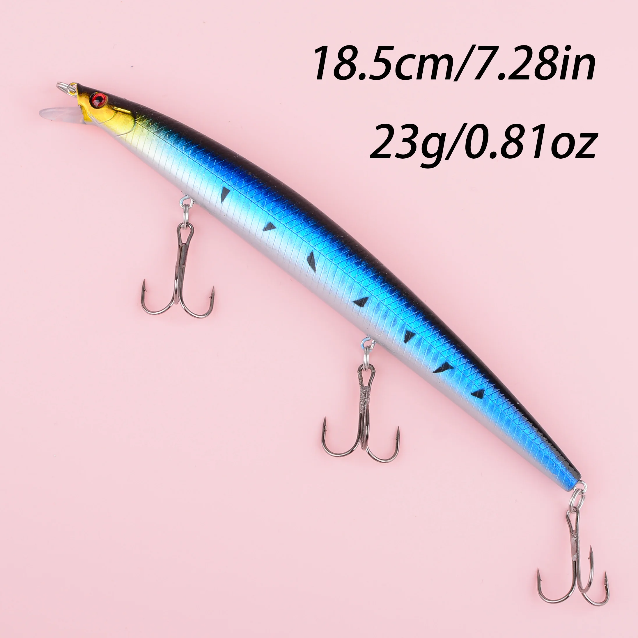 Señuelo minnow 18,5 cm con acabado láser