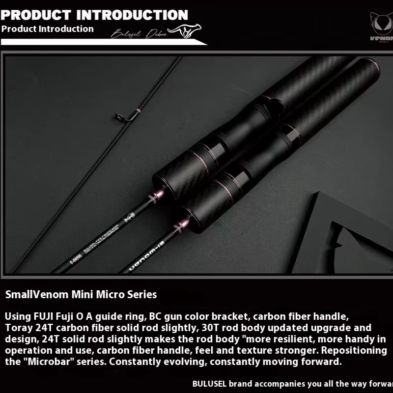 Caña de pescar BULUSEL Venom UL sólida para spinning ligero - imagen 5