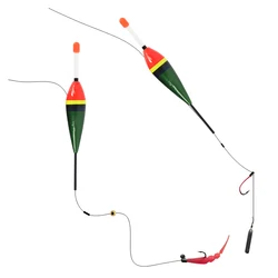 Flotador luminoso vertical de madera para pesca con larguero