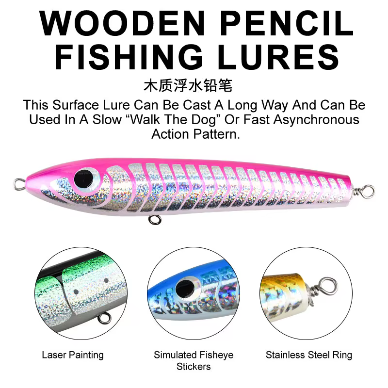 Obsession WD101 Señuelo de madera Topwater – Flotante para curricán marino - imagen 4