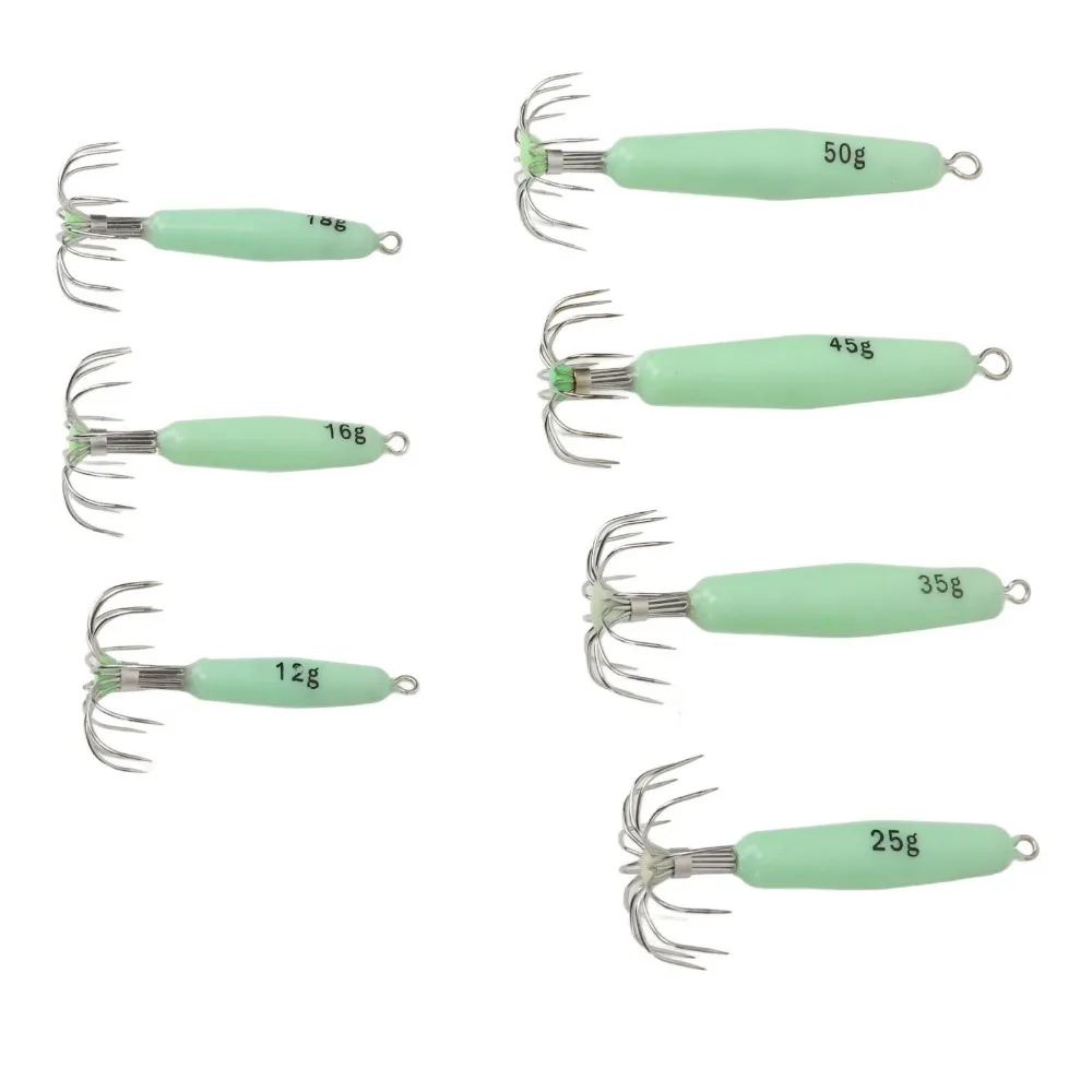 Jigs para calamar luminosos con agujas duraderas, agua salada