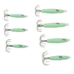 Jigs para calamar luminosos con agujas duraderas, agua salada