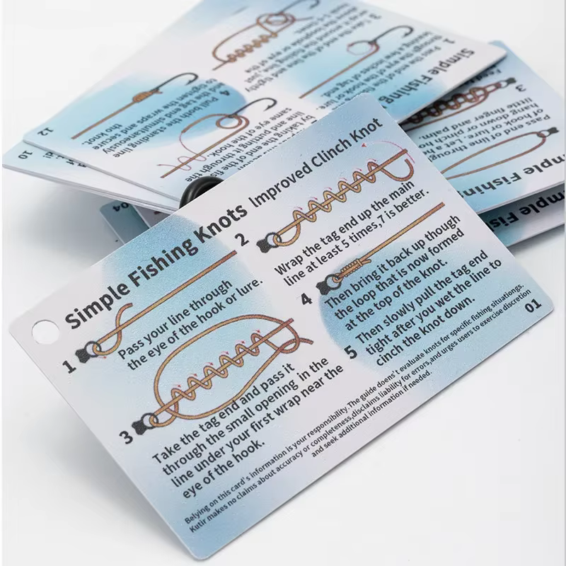 Tarjetas de nudos de pesca con mosquetón para transportar fácilmente