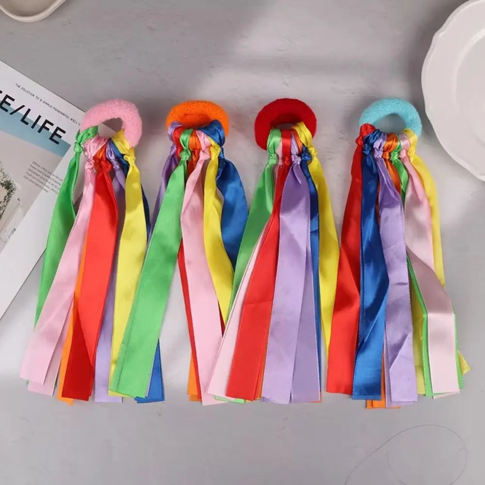 Pulsera elástica infantil multicolor con pompones grandes para baile - imagen 5