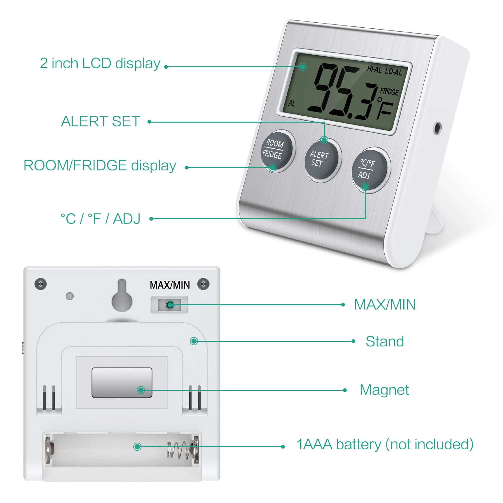 Alarma de alta y baja temperatura en termómetro digital