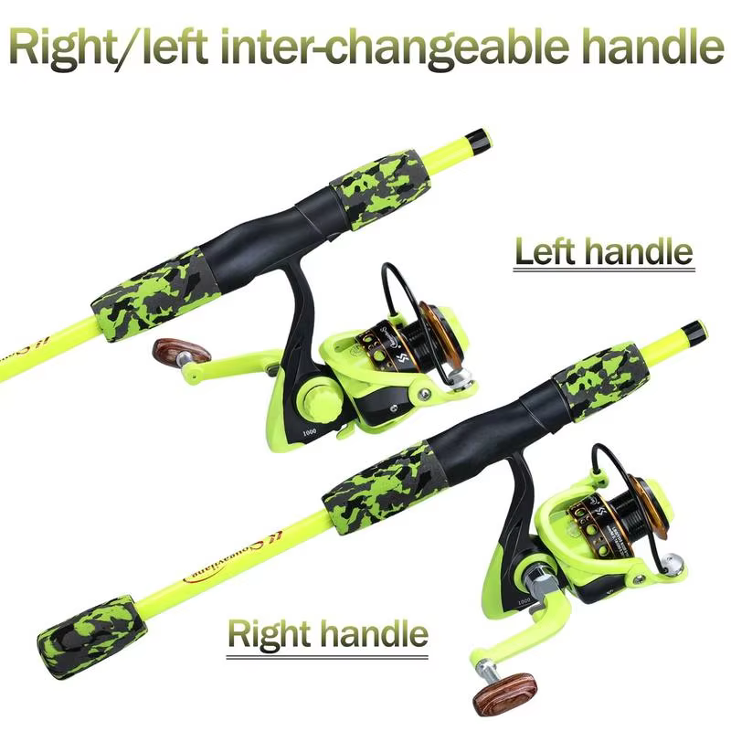 Sougayilang Combo pesca portátil 5 secciones 170 cm con carrete
