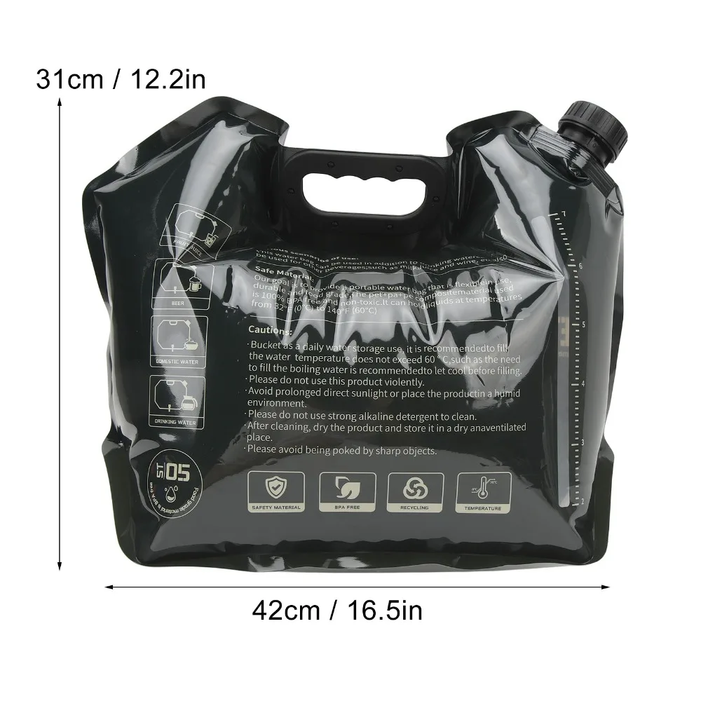 Bolsa de agua plegable de 8 L con grifo