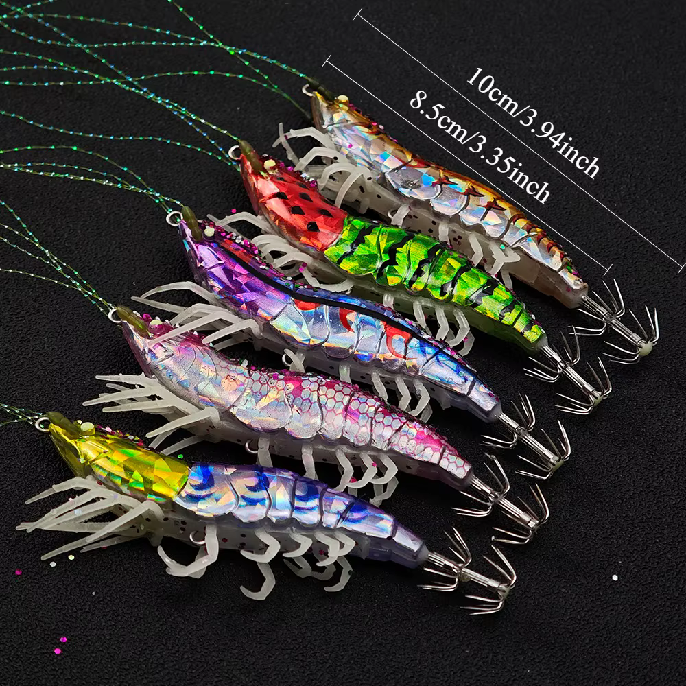 Señuelos luminosos calamares y camarones – Anzuelos integrados pesca - imagen 2