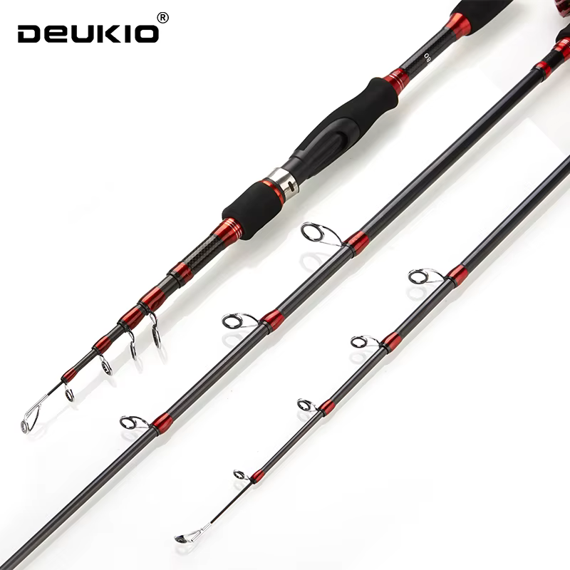 Caña spinning DEUKIO fibra de carbono para viaje y agua salada - imagen 3
