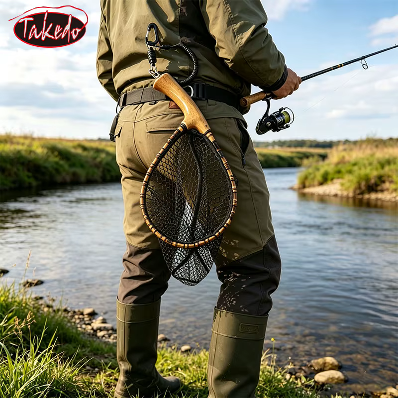 TAKEDO Sacadera de pesca a mosca con mango de roble - imagen 2